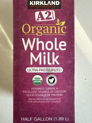 Organic Whole Milk front packaging