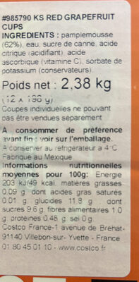 red grapefruit ingredients label