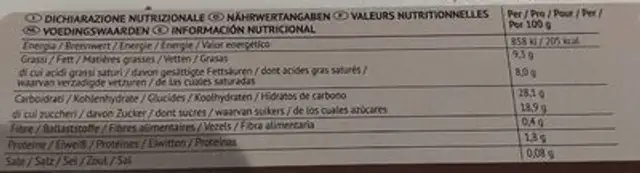 I Cremonini Spagnola nutrition facts table