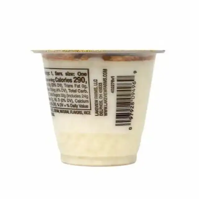 Rice Pudding nutrition facts table