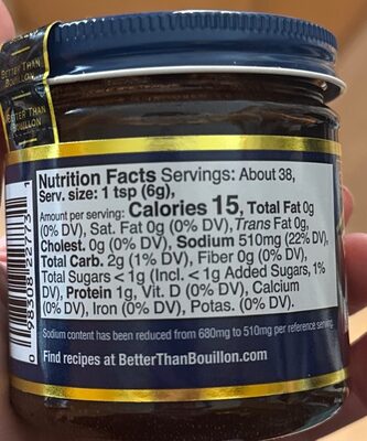 Reduced sodium beef base nutrition facts table