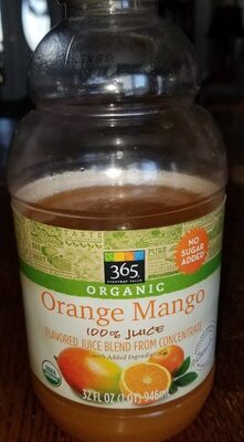 Orange mango flavored 100% juice blend from concentrate, orange mango