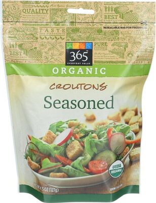 Organic croutons seasoned