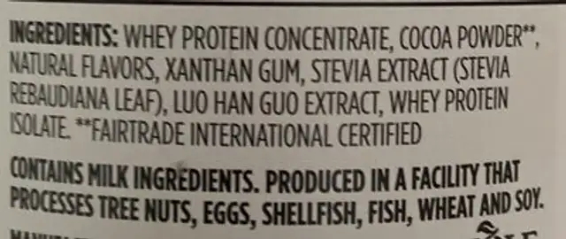 Unknown ingredients label