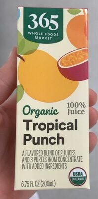 Organic 100% juice tropical punch from concentrate