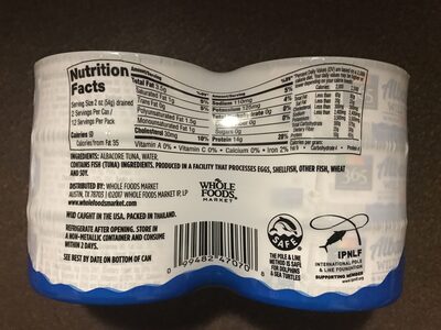 Albacore wild tuna in water, albacore front packaging