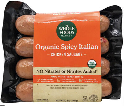 Organic Spicy Italian Chicken Sausage front packaging