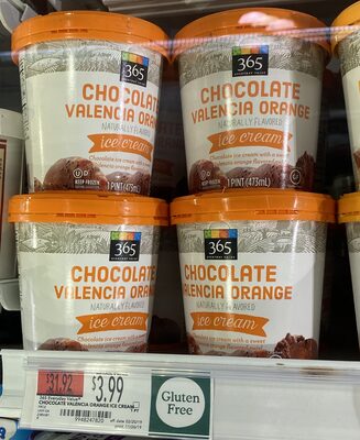 Chocolate valencia orange ice cream, chocolate valencia orange front packaging