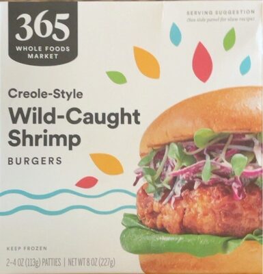 Creole seasoning shrimp burgers front packaging