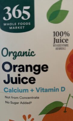 Organic orange juice, calcium plus vitamin D