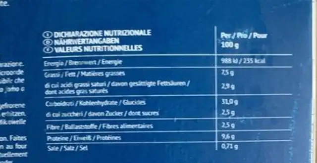 Pizza express margherita verace nutrition facts table