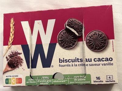 biscuits au cacao fourrés à la crène saveur vanille