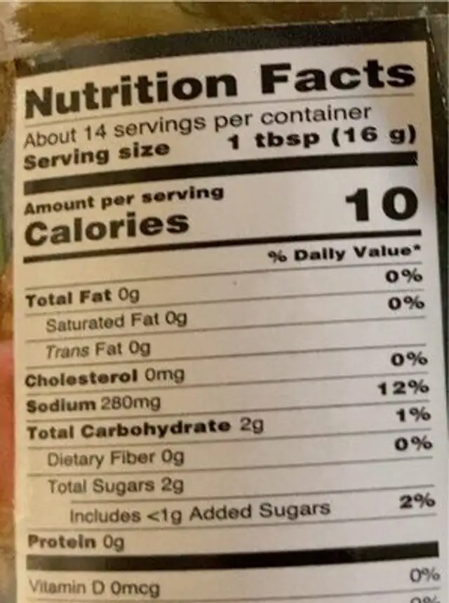 Thai Green Curry Paste nutrition facts table