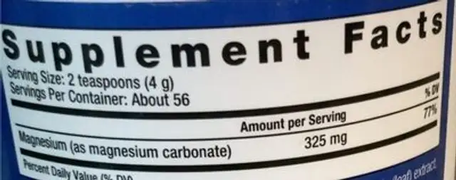 Calm Sweet Lemon nutrition facts table