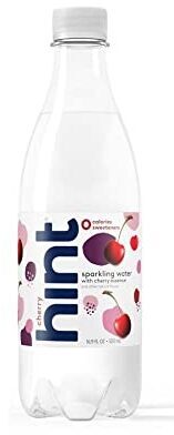 Sparkling water with cherry essence front packaging