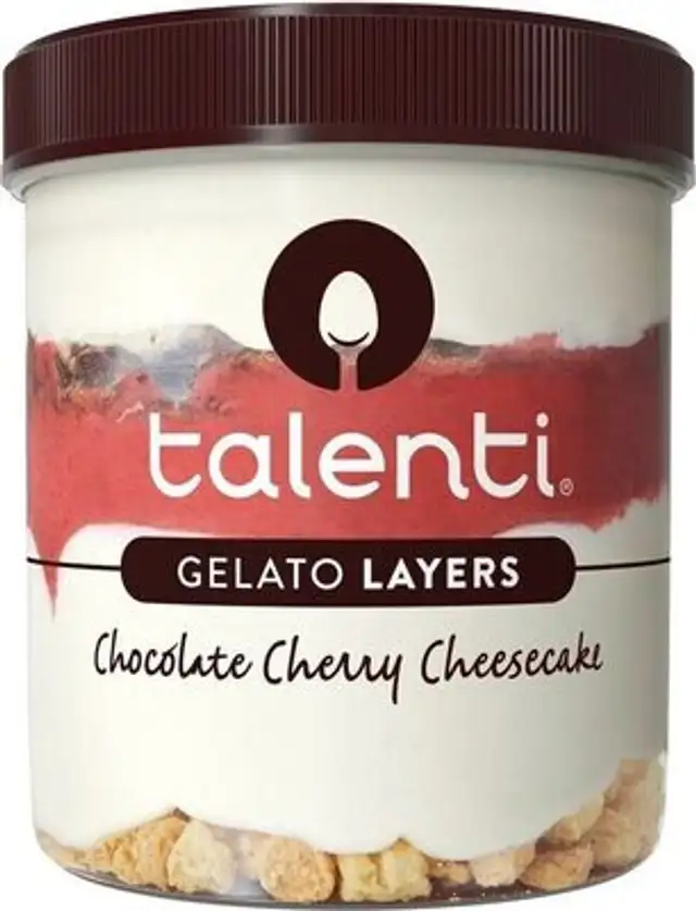 Chocolate cherry cheesecake gelato layers front packaging