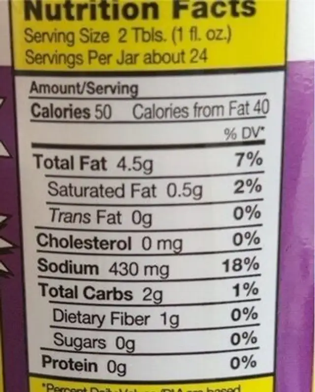 Classic olive muffalata nutrition facts table