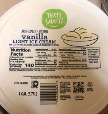 Vanilla light ice cream front packaging