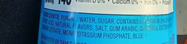 SPORTS DRINK MIXED BERRY ingredients label