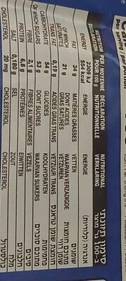 Chocolat nutrition facts table