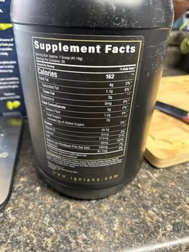 Vanilla Protein O nutrition facts table