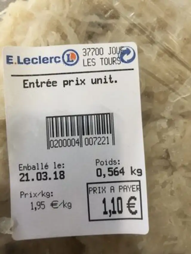 Choux cuit ingredients label