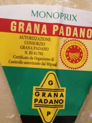 Grana padano front packaging