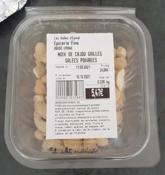 Noix de cajou grillées poivrées