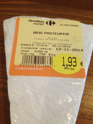 Brie pasteurisé front packaging