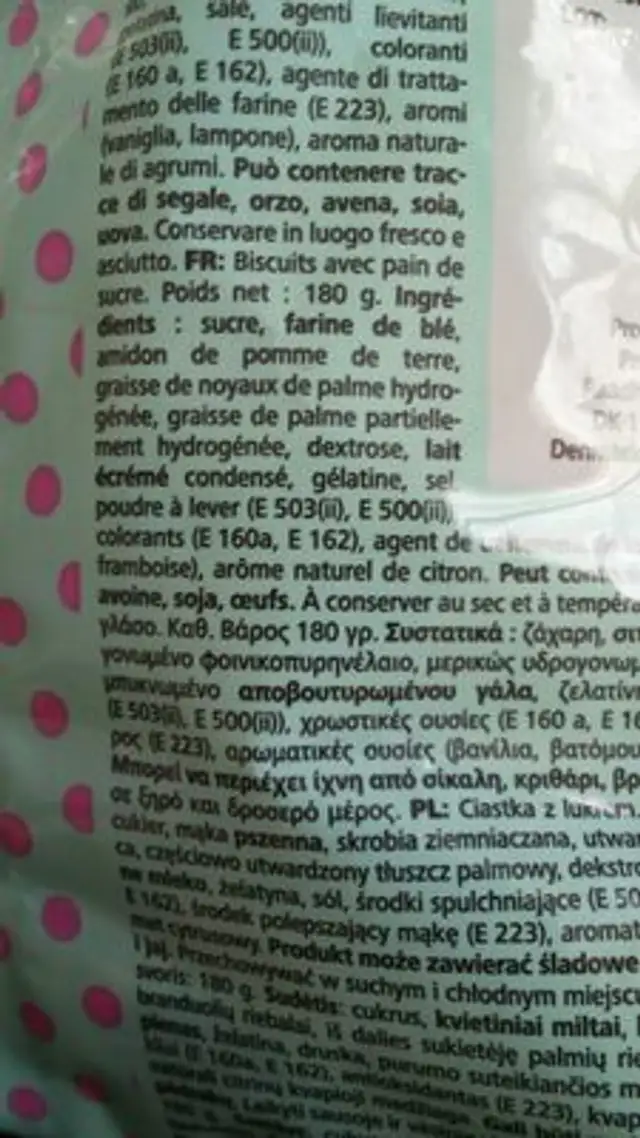 Kristalkiks ingredients label
