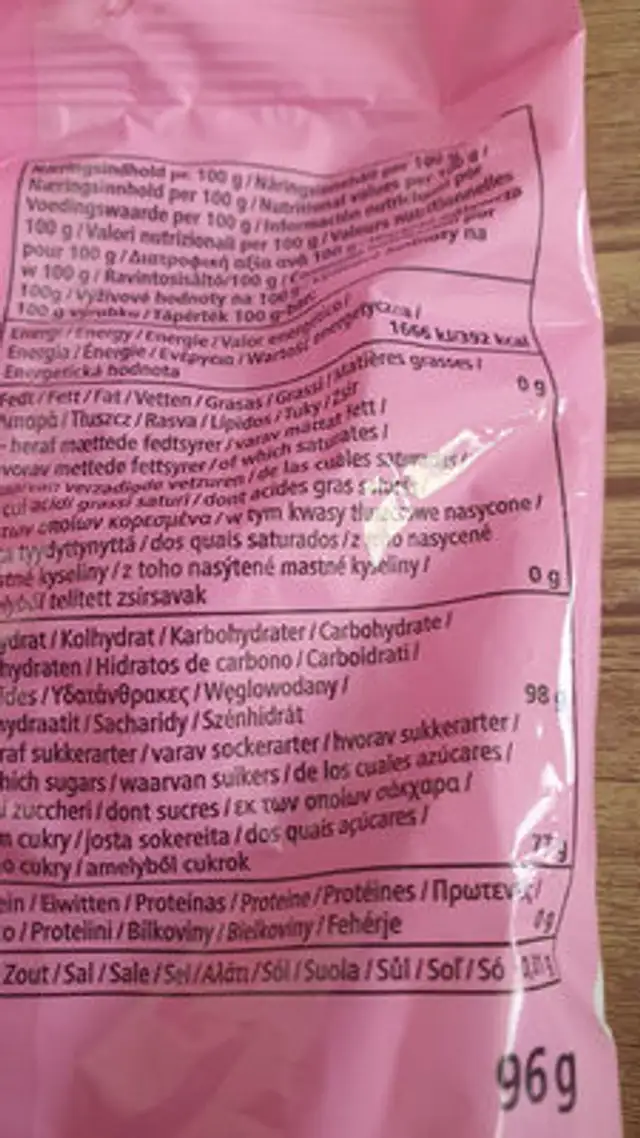 Raspberry lollipop ingredients label