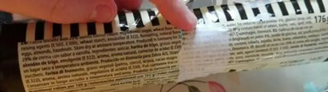 Kakaokiks ingredients label