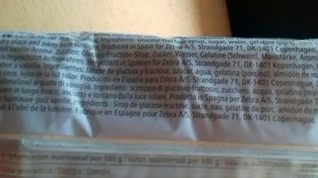 Marshmallow ingredients label