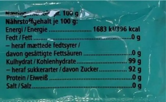 Candy Bracelet nutrition facts table