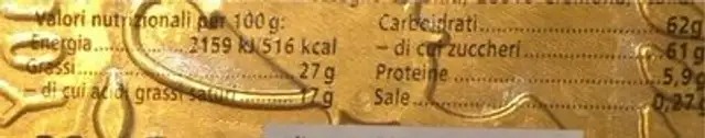 Medaglione di cioccolato nutrition facts table