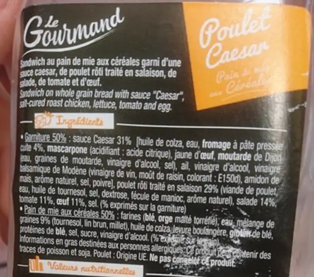 Le gourmand ingredients label