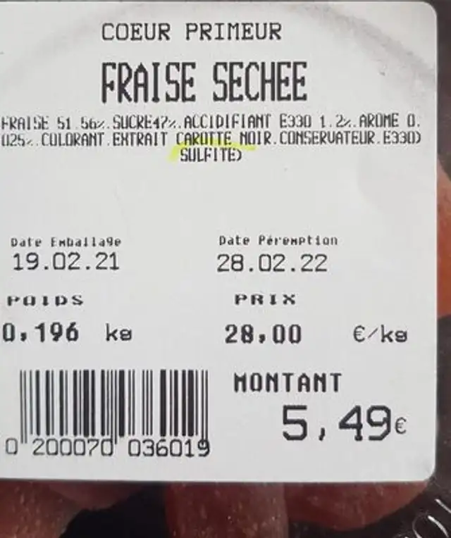 Fraise séchée