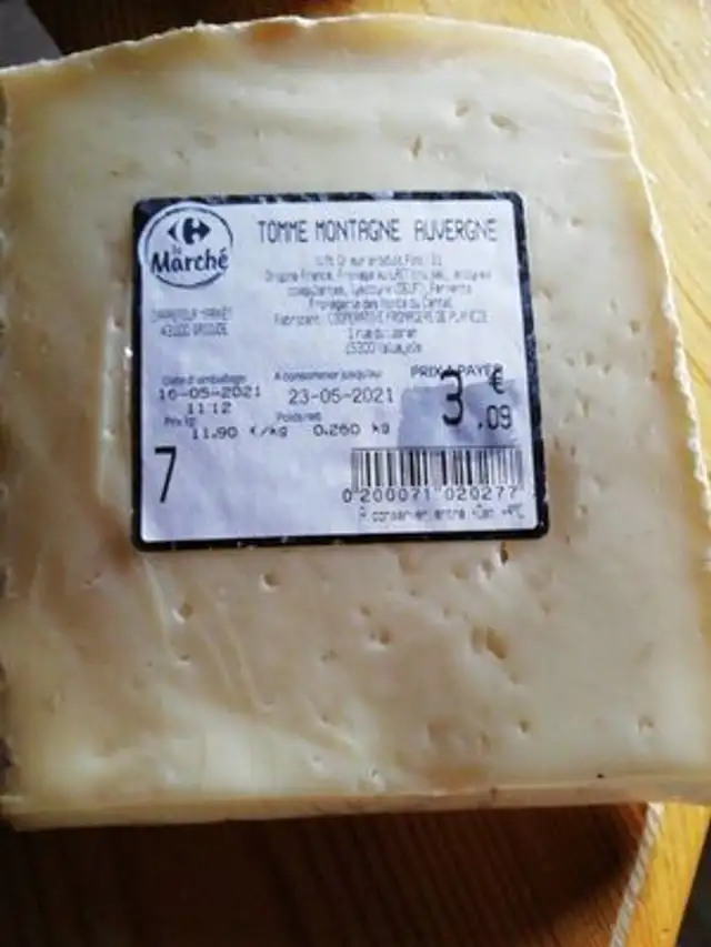 Tomme des montagnes fromages nutrition facts table