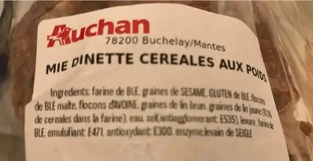 Mie dinette cereales aux poids ingredients label
