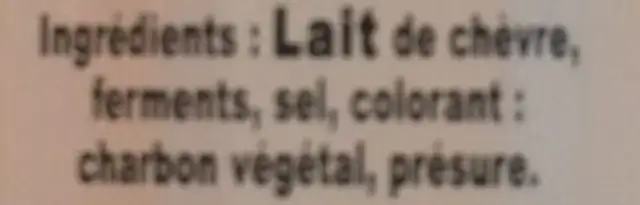 Fromage de chevre ingredients label