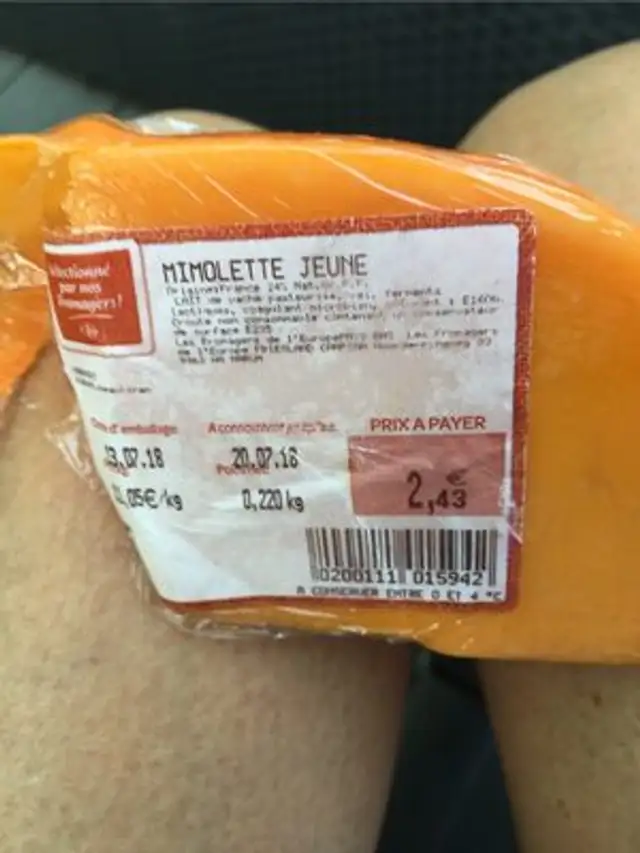 Mimolette jeune ingredients label