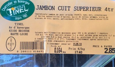 Jambon cuit superieur front packaging