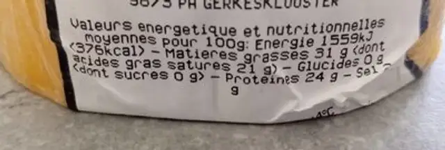Gouda graine cumin nutrition facts table