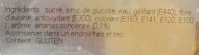Pate de fruit bonbon ingredients label