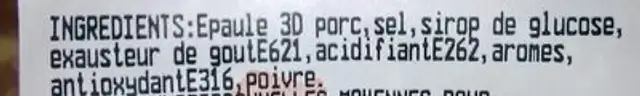 Saucisse fraiche ingredients label