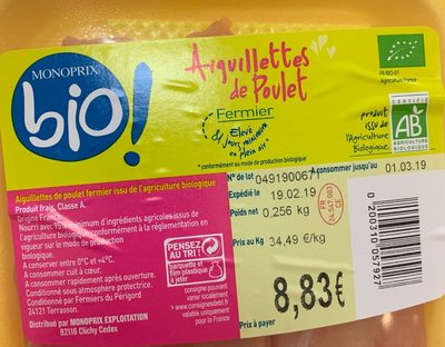 Aiguillettes de poulet fermier bio