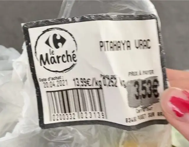 Pitahaya nutrition facts table