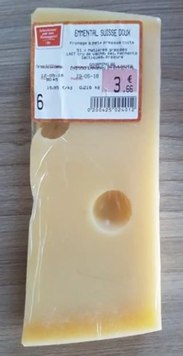 Emmental Suisse doux ingredients label