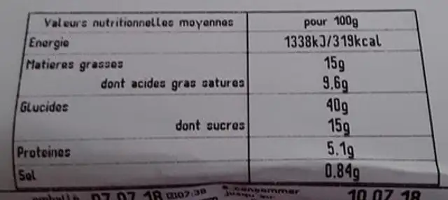 4 suisses au pépites de chocolat nutrition facts table