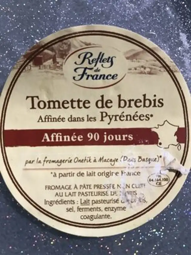 Tomette de brebis ingredients label